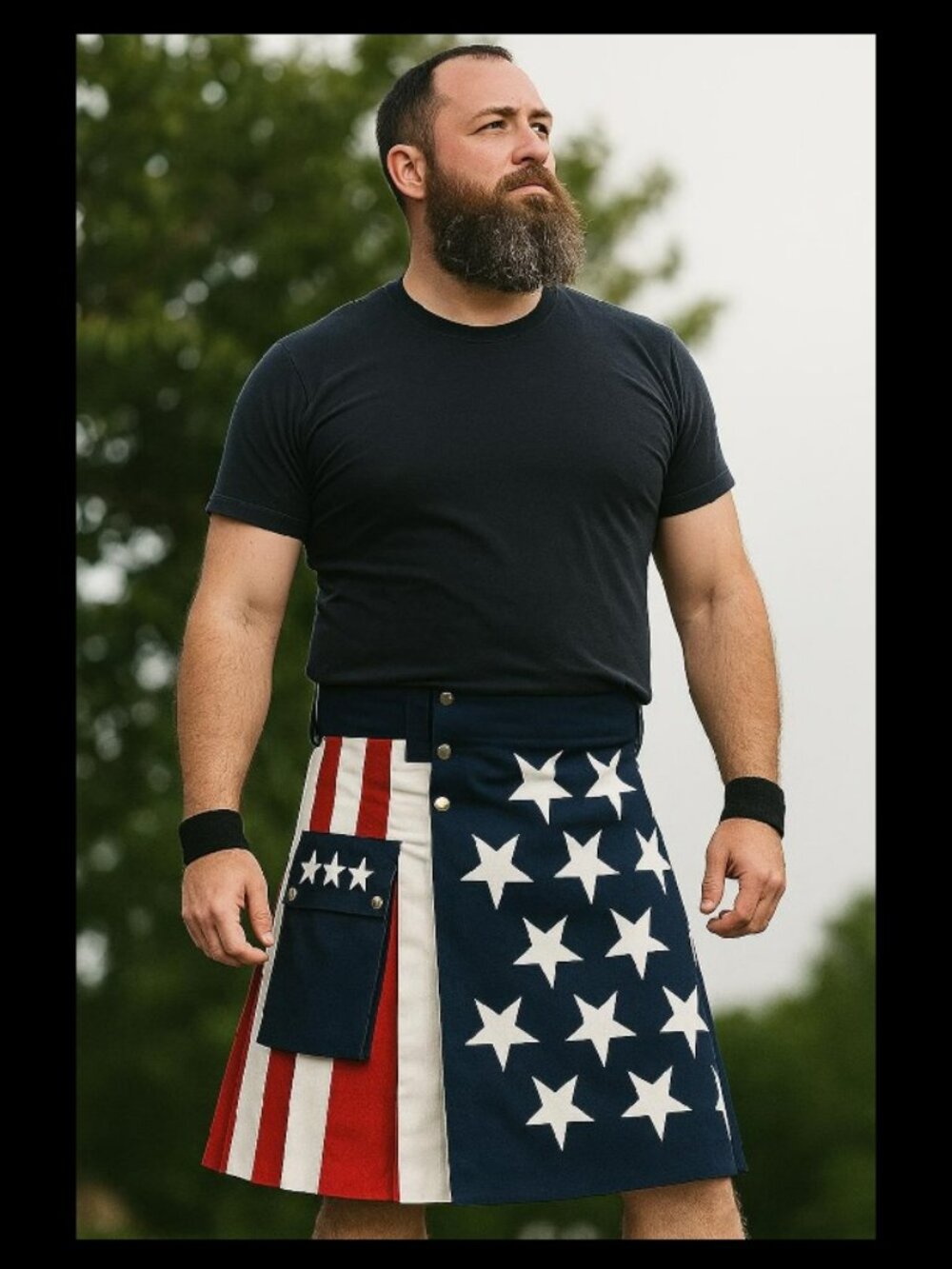American Flag Red White Blue Pleated Kilt Sz 38